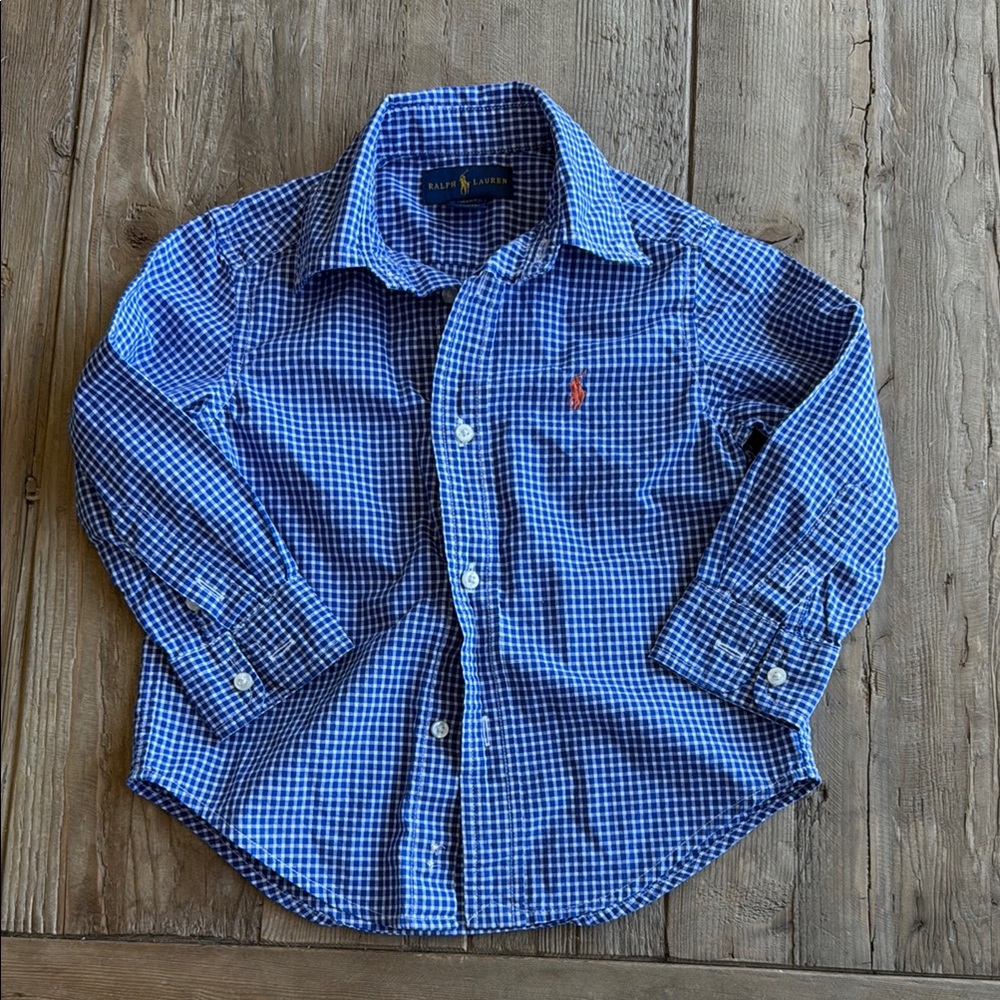 Blue Checkered Kids Shirt by Ralph Lauren